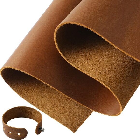 Bourbon Brown Full Grain Leather Sheets 12x24 inch Waterproof Craft Leather - Picture 1 of 7